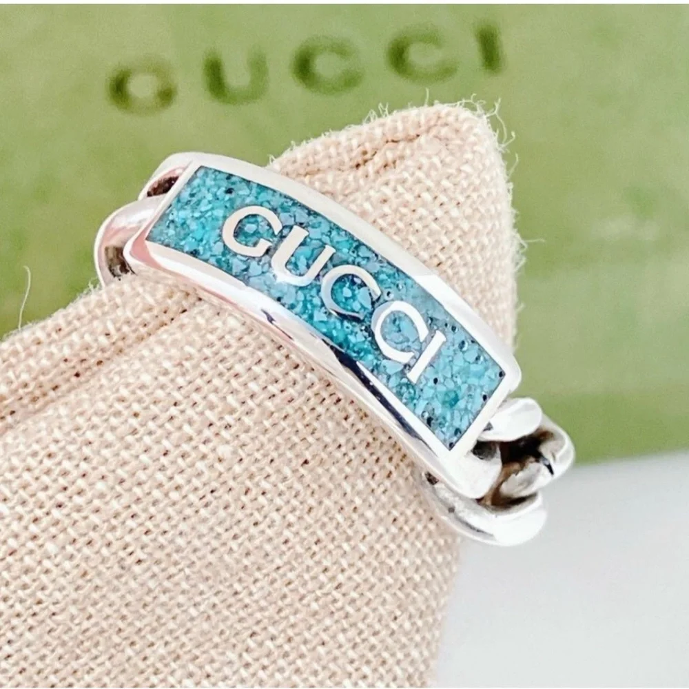 Gucci Silver Band with Turquoise Detail - Picture 2 of 3